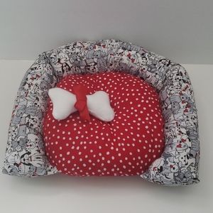 Pet Bed for Dolls Pets with Bone Red & White/Doggy
